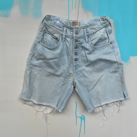 Mother Pixie Tomcat The Ankle Denim Shorts Sz 23 Light Wash Cut-Off Made‎ In USA - Picture 1 of 8
